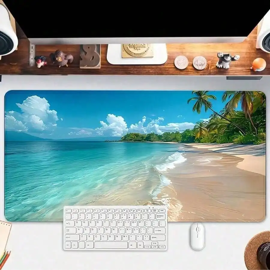 Gaming Accessories As Gifts - Blauwe Oceaan Muismat Zomerstrand Bureaumat Grote