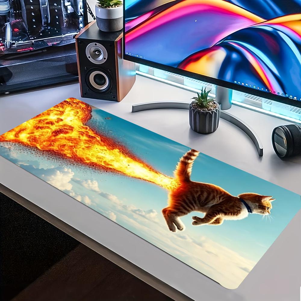 Gaming Accessories For Free Fire - Rocket Cat Extended Gaming Muismat Antislip