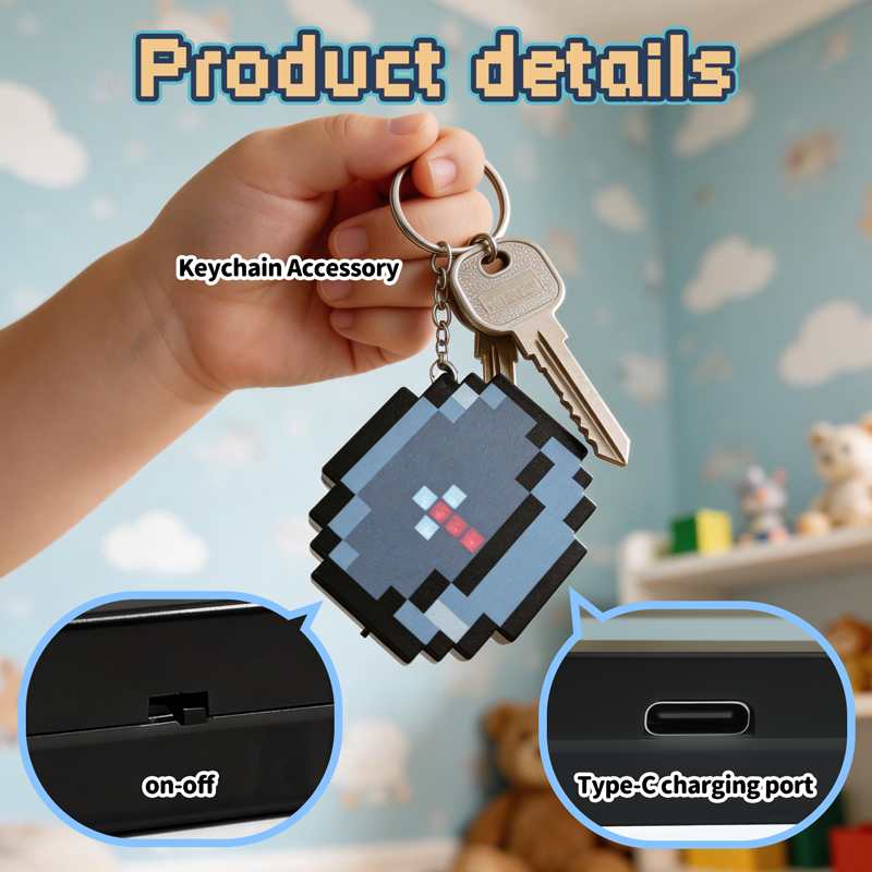 Gaming Accessories Girls - 2026 NIEUW Oplaadbaar Pixel Kompas Sleutelhanger